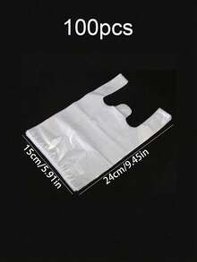 SHEIN Un conjunto de 100 bolsas de plástico blancas y transparentes, bolsas para desayuno, bolsas de envasado de alimentos desechables, bolsas de plástico para supermercados y compras, adecuadas para uso diario