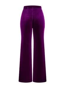 Ellevyn Bộ đồ vest và quần dài tay cổ ve kẻ caro thanh lịch dành cho nữ, duyên dáng cho trang phục dự tiệc và dạ hội, trang phục công sở Alfaiataria dành cho nữ mùa thu/đông - Màu tím - Xem 12