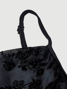 SHEIN MOD Váy lưới khoét lỗ nhung Jacquard cỡ lớn mùa hè mới, Đầm ôm body ren xếp nếp cho kỳ nghỉ lãng mạn, Đầm tiệc trà mùa hè, Đen & Đỏ rượu - Màu xanh lá cây đậm - Xem 3