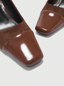 CUCCOO BIZCHIC Women's Square Toe Fashionable Versatile High Heels For Daily Commute - Coffee Brown - View 8