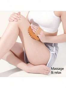 1/2 PCS Body Anti Cellulite Brush Soothing Wooden Essential Oil Spa Air Cushion Massage Hair Comb Scalp Massage Brush Body Massager - Brown - View 5
