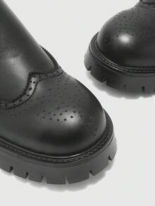 CUCCOO BIZCHIC 男士切尔西靴，透气高帮鞋，英伦风简约优雅雕花布洛克靴，一脚蹬烟筒靴，男士秋/春靴 - 黑色 - 查看 3