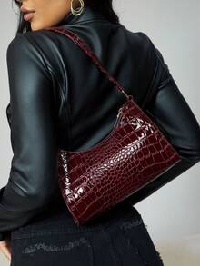 CUCCOO SZL Crocodile Embossed Bag, Animal Print Women Bag - Mocha Brown - View 1