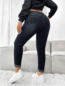 Firerie Plus Size Oprah's Skinny Pocket Casual Versatile Jeans - Dark Wash - View 2
