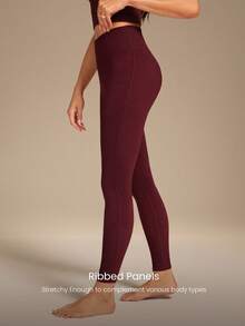 GLOWMODE 26英寸冬季修身罗纹高腰紧身裤，适合瑜伽、普拉提、日常休闲穿着