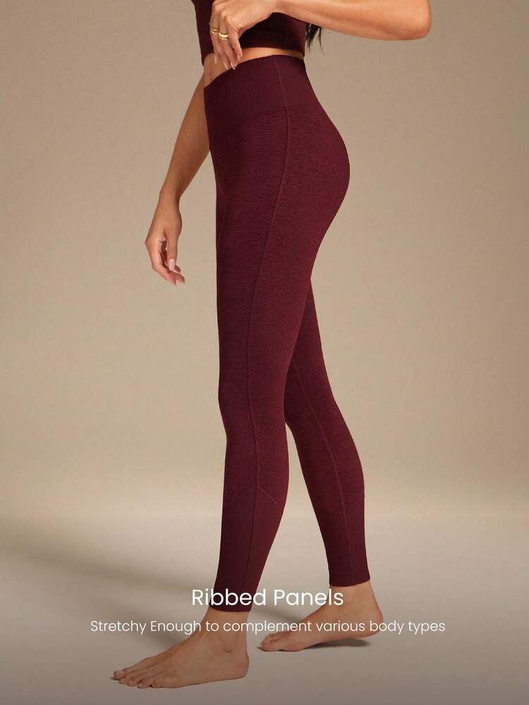 26"  Form Ribbed Textured High-Rise Waist Leggings Yoga Pilates Studio Daily Casual Wear Spring Summer