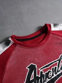 PAVTROS Bộ áo thun nam tay ngắn màu đỏ trắng và quần short cạp rút, áo có dòng chữ "Adventure" viết tay màu đen đậm, với số "23" nổi bật trên ngực. Thích hợp mặc thường ngày, đi làm, trở lại trường, dạo phố. - Đỏ và trắng - Xem 8