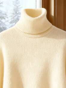 GlowEve Stylish Encore Red Turtleneck Knit Sweater For Women, Autumn/Winter - Light Yellow - View 5