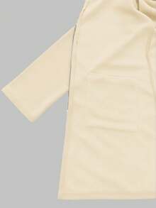 女式秋季长袖连帽夹克，落肩，卫衣材质，拉链装饰，中长款，休闲 - 杏色 - 查看 8