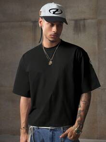 AXEPEAK Áo thun nam cổ tròn tay ngắn phong cách đường phố thời trang thường ngày - màu đen - Xem 2