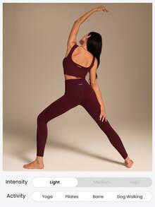 GLOWMODE Good To Go Soft Ribbed Removable Cups Dual Texture Active Tank  Yoga Pilates Studio Daily Casual Wear Spring Summer - Burgundy - View 6