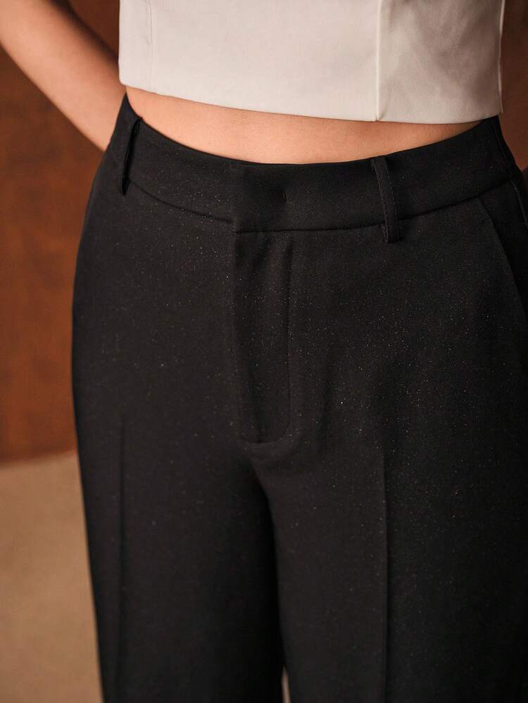 WOMEN'S PRESS CREASE WIDE LEG LONG SUIT PANTS