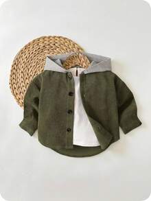 SHEIN 男婴撞色连帽长袖外套