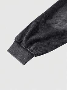 ROMWE MEN Grunge Punk Men's Casual Punk Retro Hoodie Sweatshirt, Autumn/Winter - Black - View 3