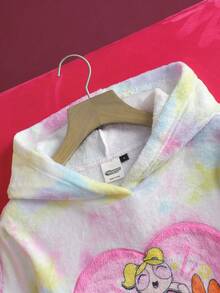 THE POWERPUFF GIRLS X SHEIN 女士秋冬扎染花朵、泡泡、毛茛图案连帽长袍 - 藍白色 - 查看 3