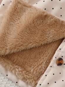 SHEIN Baby Girls' Khaki Long Sleeve Hooded Thermal Lined Jacket, Fashionable & Versatile For Autumn/Winter