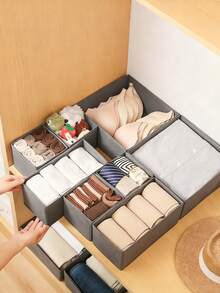 Hộp đựng đồ vải gấp gọn, ngăn kéo đựng quần áo, đồ lót, áo ngực, tất, đồ lót, tủ quần áo, tiết kiệm không gian, trang trí nhà cửa, phòng ký túc xá, thùng đựng đồ màu đen thiết yếu, vật dụng gia đình cần có - Màu xám đen - Xem 6