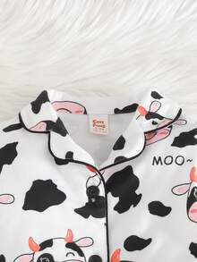 Cozy Pixies 2件套女婴卡通奶牛印花针织软领开衫和松紧腰裤套装 - 彩色 - 查看 4