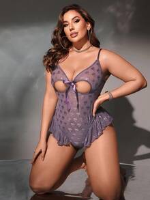 SpicyHot 1 件大码蕾丝无线性感紧身衣 - 紫色 - 查看 6