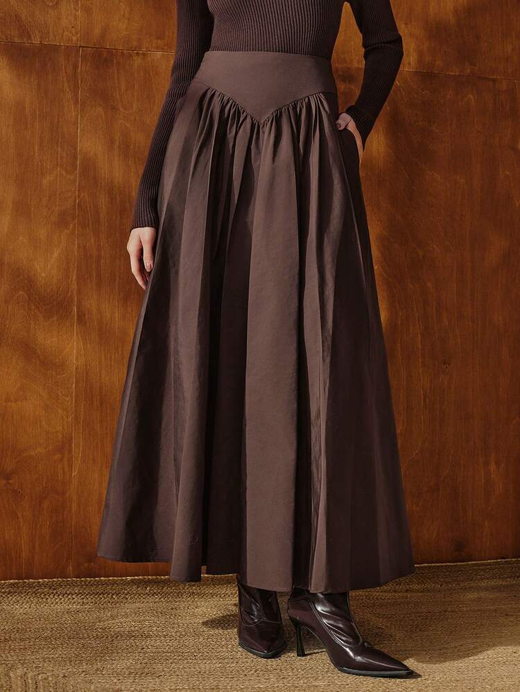 Nouvelle arrivée Automne Vintage Élégant Jupe Taille Haute Coupe Évasée Pour Femmes
