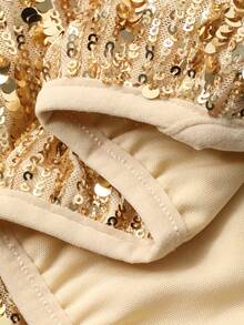 Livesso 女士长袖衬衫 女士亮片露肩上衣 新年女士嘉年华上衣 - 金色 - 查看 7