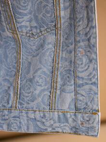 MOTF PREMIUM WOMEN'S ALLOVER FLORAL PRINT CROP DENIM JACKET, SPRING/SUMMER - Blue - View 6