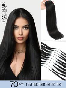 Extensiones de cabello de crochet 100% cabello humano Remy pre-separadas, cabello liso sedoso, línea de plumas cabello liso hueso, extensiones de cabello S1Color - S1 - Ver 1