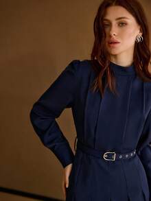 MOTF PREMIUM ELEGANT FOLD PLEATED DRESS - Blue - View 4