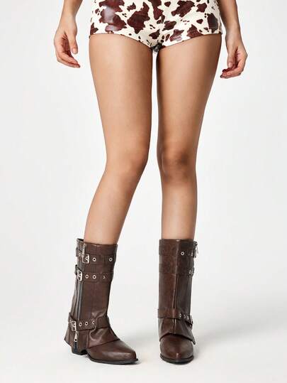 Fairycore Fashionable Versatile Casual Short Boots, Suitable For Daily Wear, Autumn/Winter