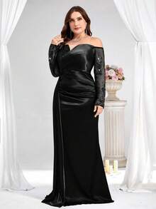 Coutiva Plus Size Formal Evening Gown (Heavily Embellished) - Black - View 6