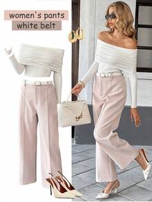 SHEIN LUNE Women's Solid Color Casual Pants - Grey - View 3