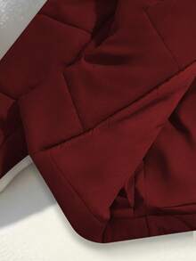 SHEIN Clasi 女士咖啡棕色腰带，金属扣设计，收紧腰身，优雅羽绒服 - 酒紅色 - 查看 6