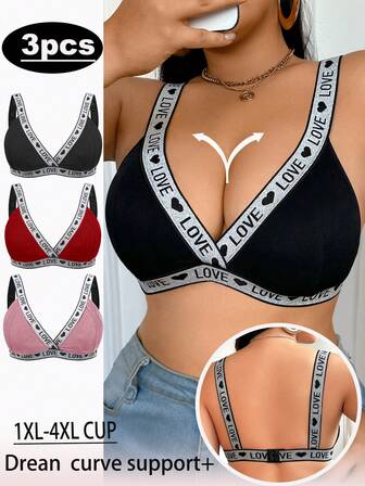 Snug Zone 3-pack Plus Size-BH:ar och set med bygellösa BH:ar