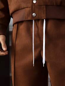 Core Aspect Áo khoác bóng chày đa năng cho nam, quần ống đứng phong cách công sở thường ngày, bộ đồ thoải mái để mặc hàng ngày, mùa thu/đông - màu nâu - Xem 6