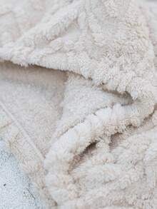 Manfinity CasualCool 男士图案连帽羊羔绒卫衣，适合秋冬季节，蓬松柔软，奶油色毛绒连帽衫，冬季针织衫，奶油色连帽衫，保暖内衬 - 杏色 - 查看 7