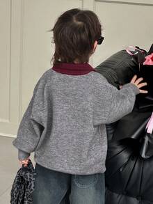 Dazy Kids 男童休闲日常通勤上学风字母刺绣撞色高领宽松针织毛衣，秋冬款