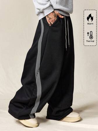 Prep Men Casual Knit Wide Leg Harem Pants, Fall