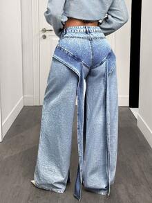 BamGleam Women's Casual Vintage Style Denim Jeans - Blue - View 2