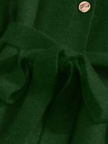 SHEIN Franclia 女士圆领纽扣配腰带长款针织毛衣裙 - 綠色 - 查看 4
