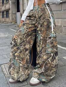 Coolane Women's All-Season Going Out Festival Tree Branch Pattern Homecoming Game Day Embroidered Graphics Baggy Cargo Pants Y2k Old Money Streetwear