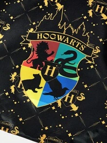 HARRY POTTER X SHEIN 卡通图案防水大容量手提包 - 黑黃色 - 查看 4