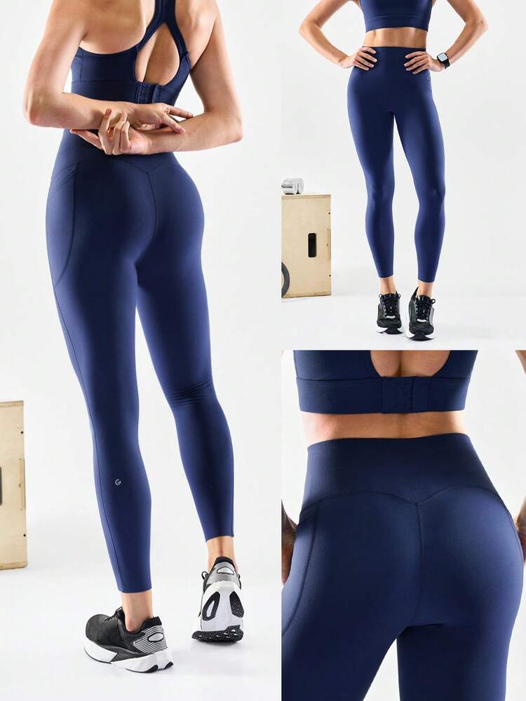 24'' CoreHold FeatherFit™-Sculpt CoreHold No Slip Fit Boning Tummy Control No Front Seam Leggings With Side Pockets Medium Impact Workout Jogging Gym Training  Spring Summer