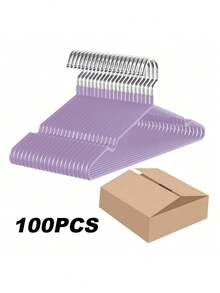 100个/60个/30个/20个/10个/1个装橡胶涂层金属衣架，防滑耐用，节省空间，银色挂钩，适用于衬衫、连衣裙等衣物，衣柜收纳整理