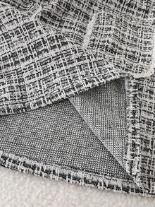 Elladie kids Tween Girls' Fashionable & Sweet Floral Embroidered White Top Paired With Black & White Plaid Skirt Casual Minimalist T-Shirt Set - White - View 8