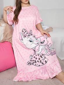 SweetSlumber Váy ngủ họa tiết trái tim và thỏ hoạt hình cỡ lớn dễ thương - Nhiều màu - Xem 3