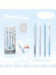 4pcs Soft Ribbon Gel Pens Set Ballet 0.38mm/0.5mm Ballpoint Quick-Dry Black Color Ink For Writing Gift Back To School