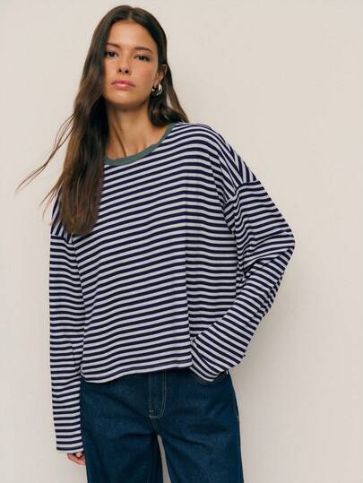 Nöista Stripe Long Sleeve Tee Adds A Pop Of Color To Summer Want And Cozy Spring Break. The Casual Stripes, Soft Knit, For Work And Weekend Autumn