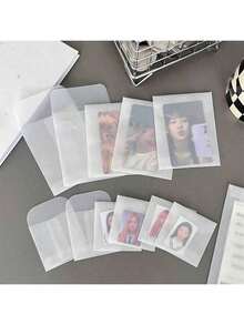 10pcs Sulfuric Acid Paper Semi-Transparent Card Holder Protector Envelopes, Waterproof File/Photo Storage Sleeves,Christmas - Multicolor - View 2