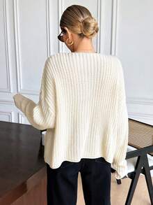 SHEIN Frenchy Women's Solid Color Minimalist Casual Cardigan,Winter Clothes For Women,Summer, Christmas , New Year,Party, Elegant,White , Casual,Sweaters For Women - Apricot - View 2