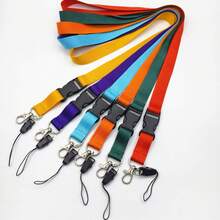 Solid Color Polyester Lanyard, Multi-Color Student ID/Work Badge Detachable Clips Strap Back To School - one-size - View 9